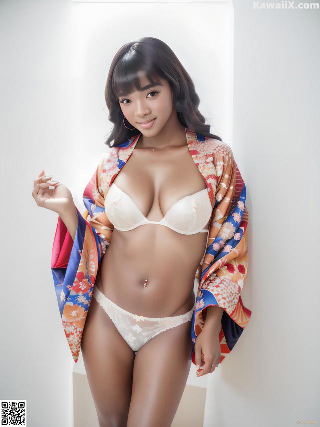 A woman in a kimono posing for a picture.